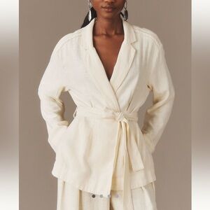 Anthropologie tie front linen jacket
